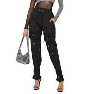 Cargo Pants with Bungee Cord - Beige